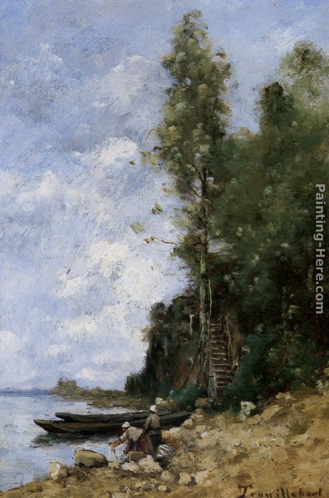 Paul Desire Trouillebert Deux Lavandieres Pres De Deux Bargues